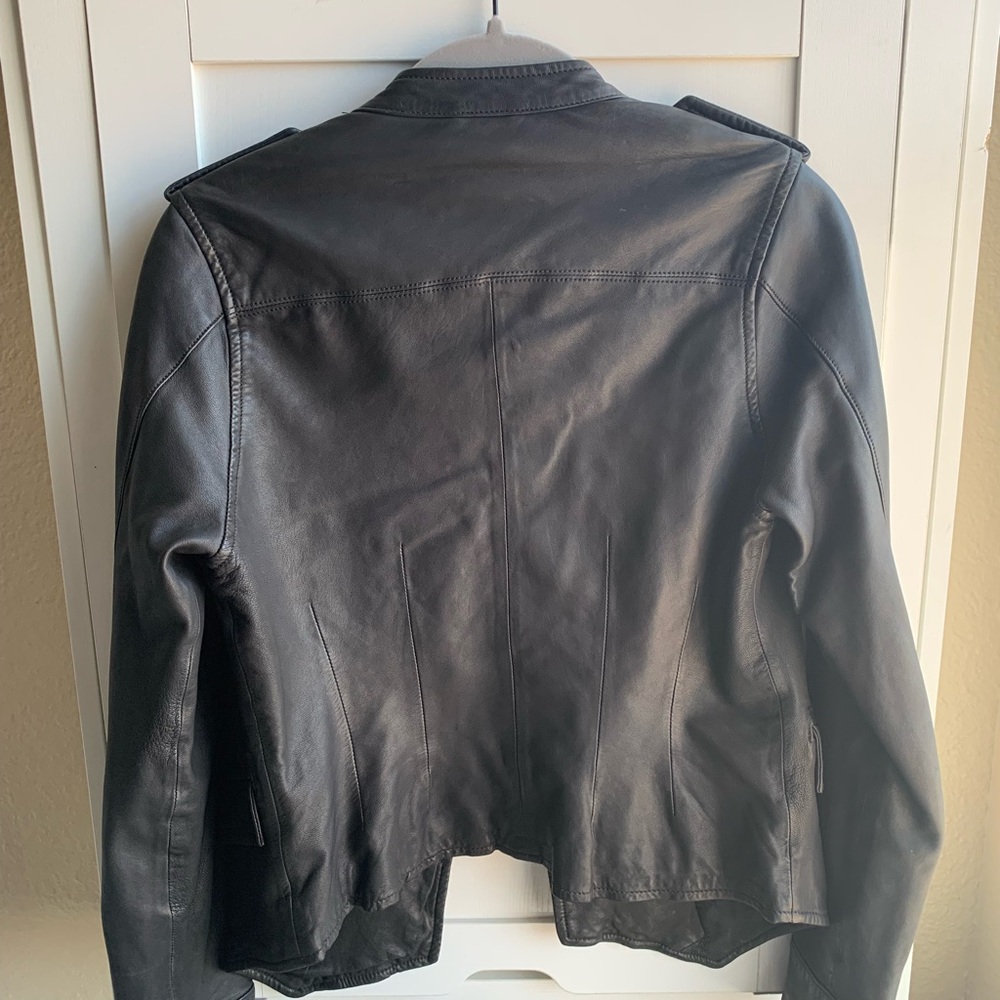 Joie Black Leather and Silk Jacket - Picture 12 of 13